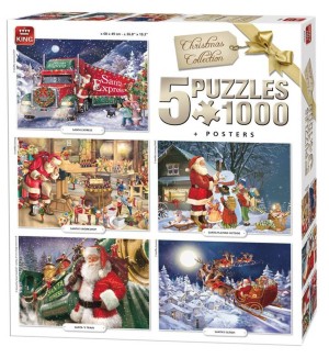 King puzzel Christmas collection 5 x 1000 stukjes nieuw